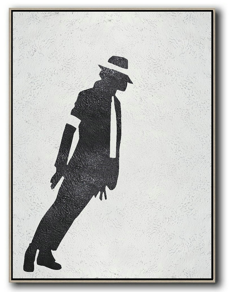 Large Canvas Wall Art For Sale,Black And White Minimal Painting On Canvas,Oversized Canvas Art #T4M0
